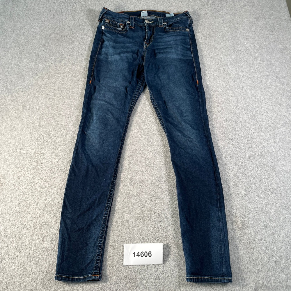 True Religion World Tour Skinny Leg Jeans Womens 30 Blue Denim Cotton Stretch